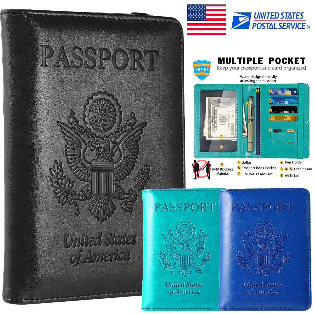 RFID Blocking Leather Passport Holder – Slim Wallet Cover with Card Slots for Men & Women | Airport Must-Have Organizer Travel Essentials