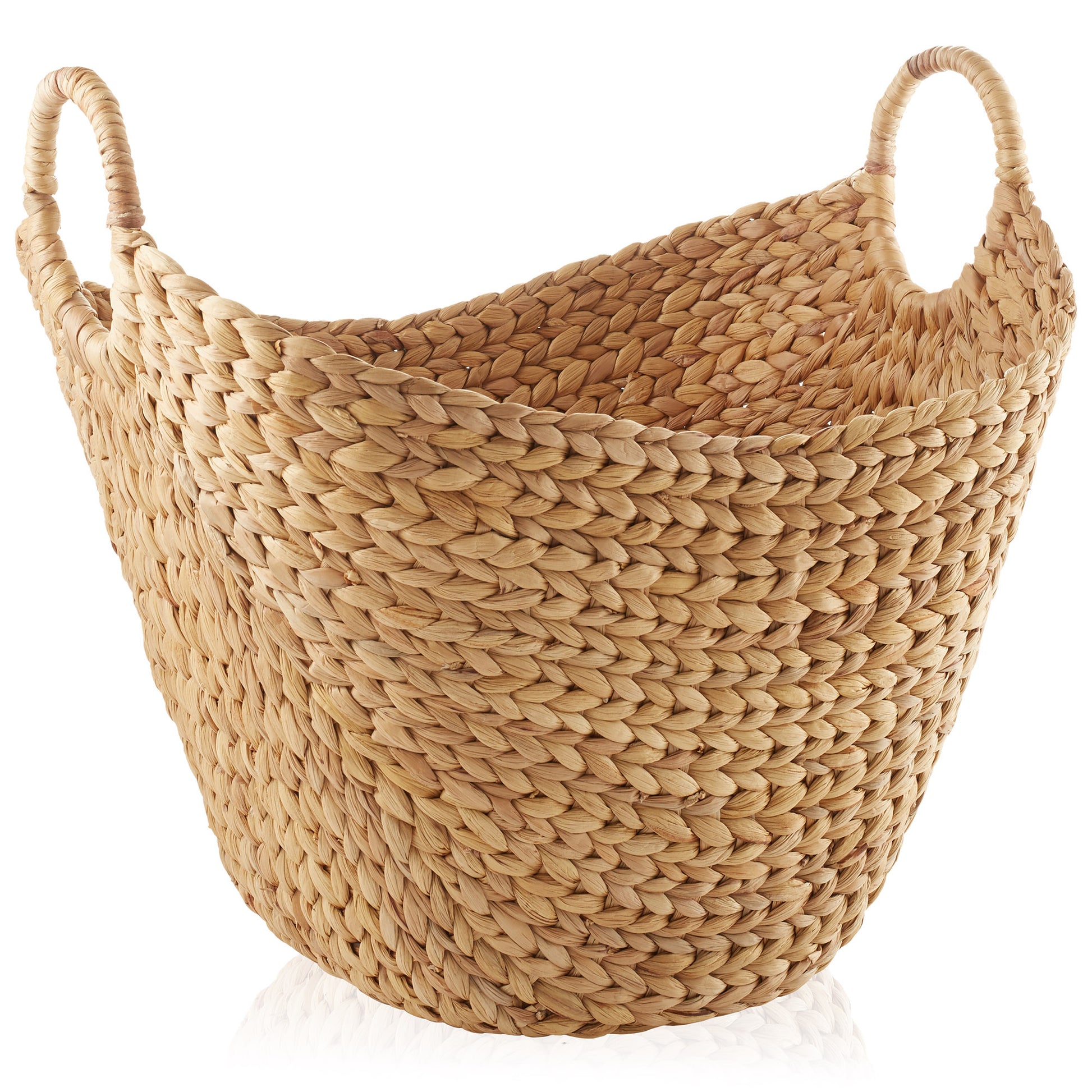 Large Handwoven Hyacinth Wicker Storage Basket with Handles for Laundry, Blankets | Eco-Friendly Home Organization