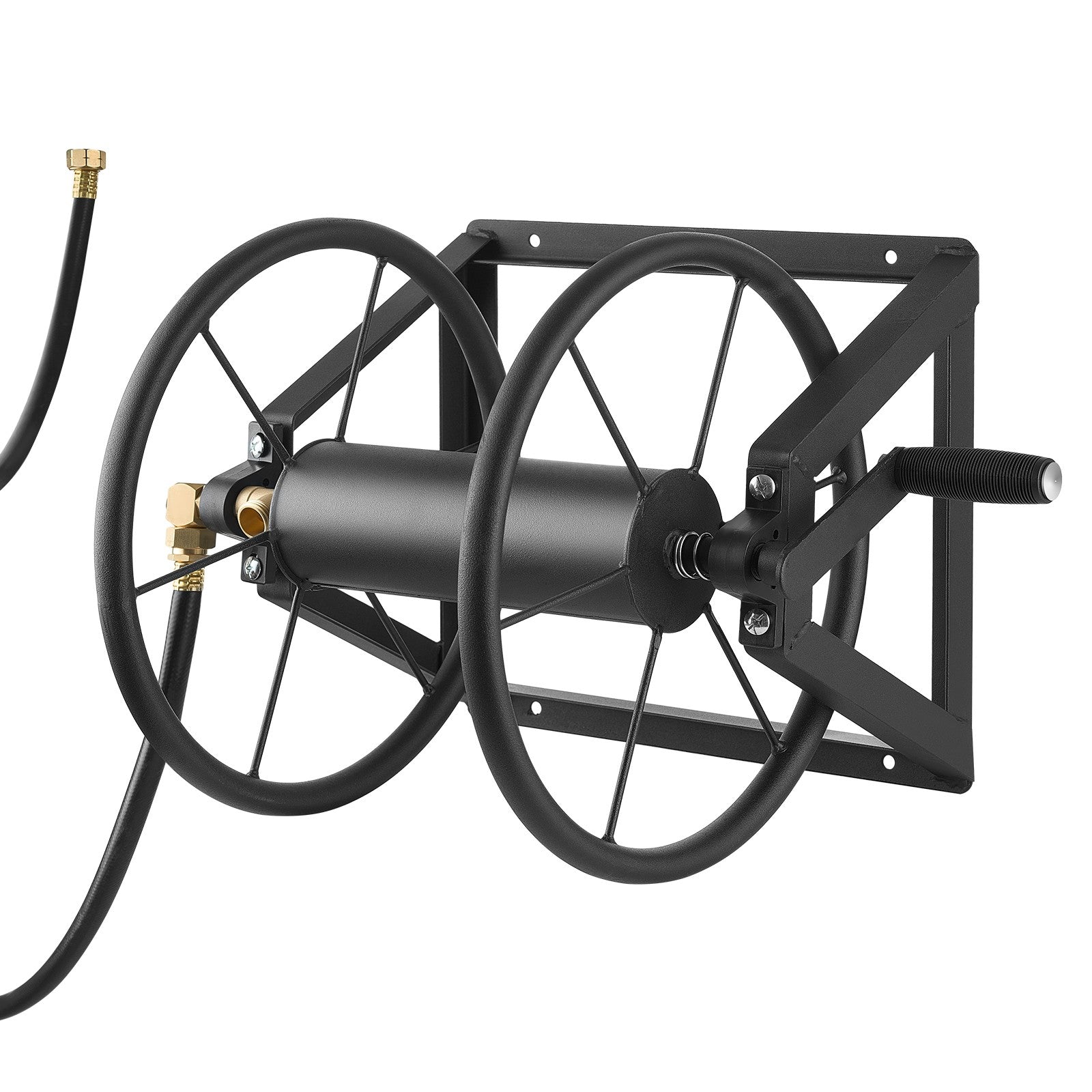 Wall Mounted Garden Hose Reel 200Ft 5/8 in Manual Hose Winder Brass Fitting