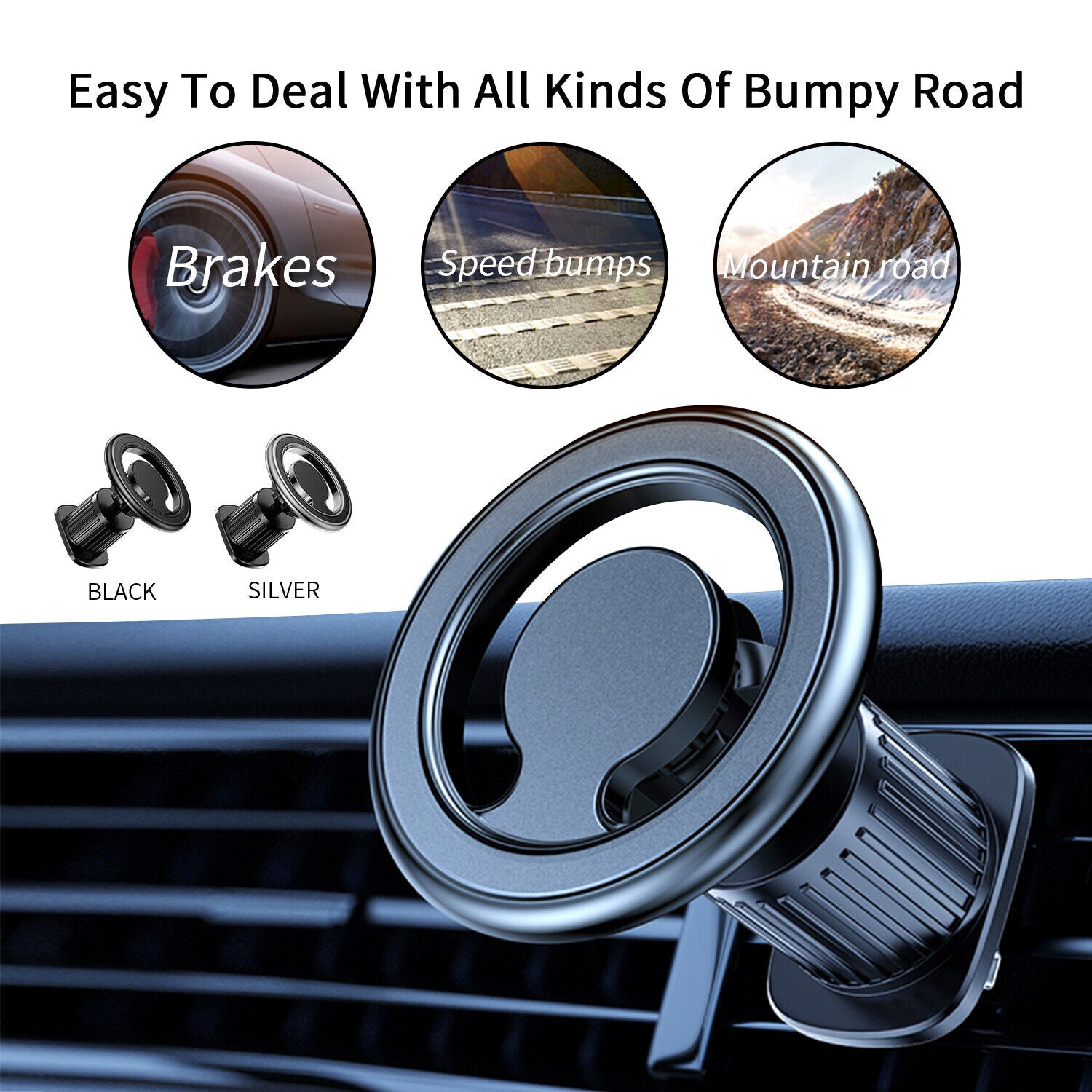 Strong Magnetic 360° Rotation Mag Safe Air Vent Car Mount Dashboard Phone Holder