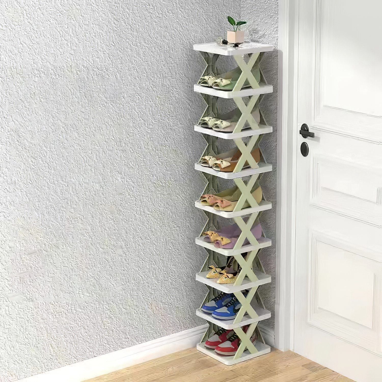 9-Tier Space-Saving Shoe Rack Organizer - Narrow Adjustable DIY Shoe Shelf for Entryway, Closet, or Bedroom, Easy Tool-Free Assembly, Modern Design