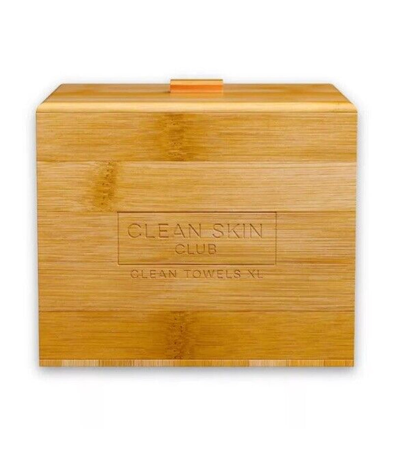 Clean Towel Luxe Bamboo Box with Cover & Towels Xl Face Towel Disposable Makeup Remover Dry