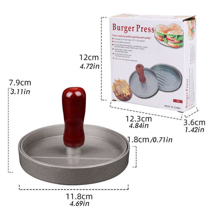 Burger Press Patty Maker - Non-Stick, Easy Release, Perfect Round Patties for Beef, Veggie & More, Detachable Handle for BBQ, Picnic & Kitchen Use