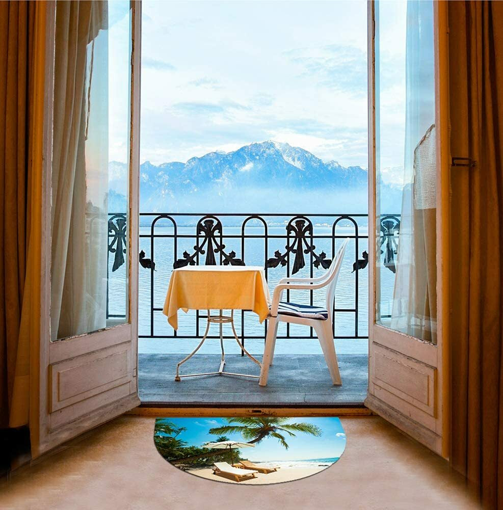 Half round Rubber Door Mat, Decorative Indoor Outdoor Non Slip Front Door Mat