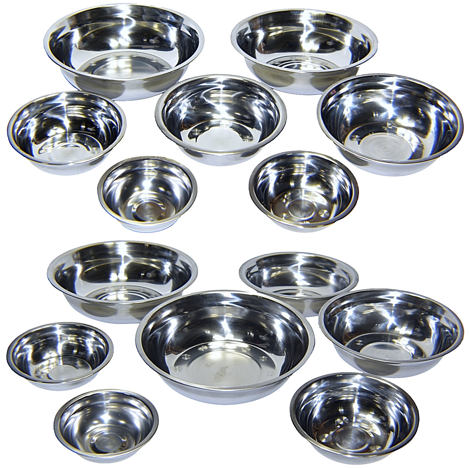 Set of 2 Dog Cat Pet Bowl Dish Metal STAINLESS STEEL Silver New XXS-XXL