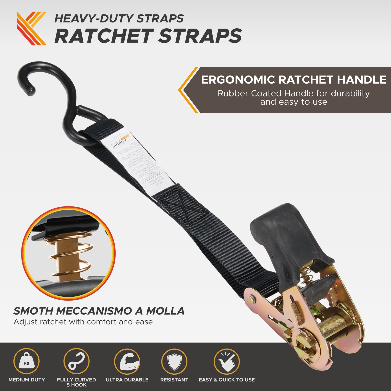4 Pack 1"X 17' Ratchet Tie down Straps Kit 2200Lbs Heavy Duty for Cargo, Black
