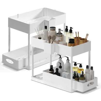 Under Sink Organizer with 2 Tier Sliding Drawers - Bathroom Cabinet Organizer