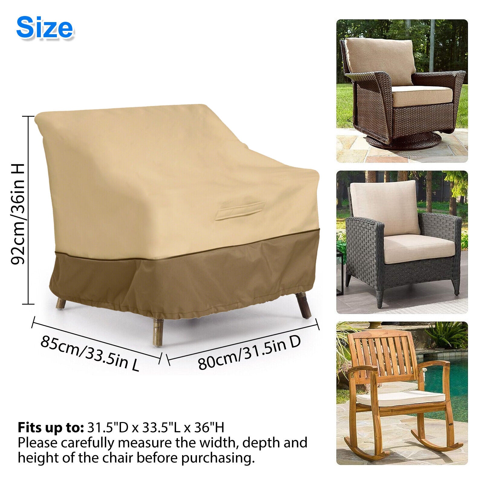 Waterproof Chair Cover Outdoor Patio Garden Yard Furniture Protector Covers 210D