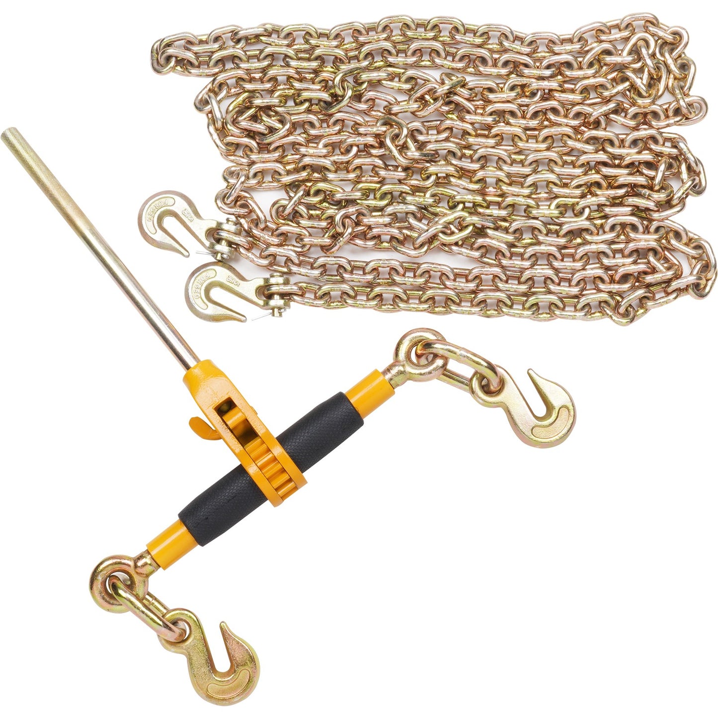 Ratchet Chain Binder 5/16"-3/8" Load Binders 7100 Lbs W/ G80 Chains 2 Pcs