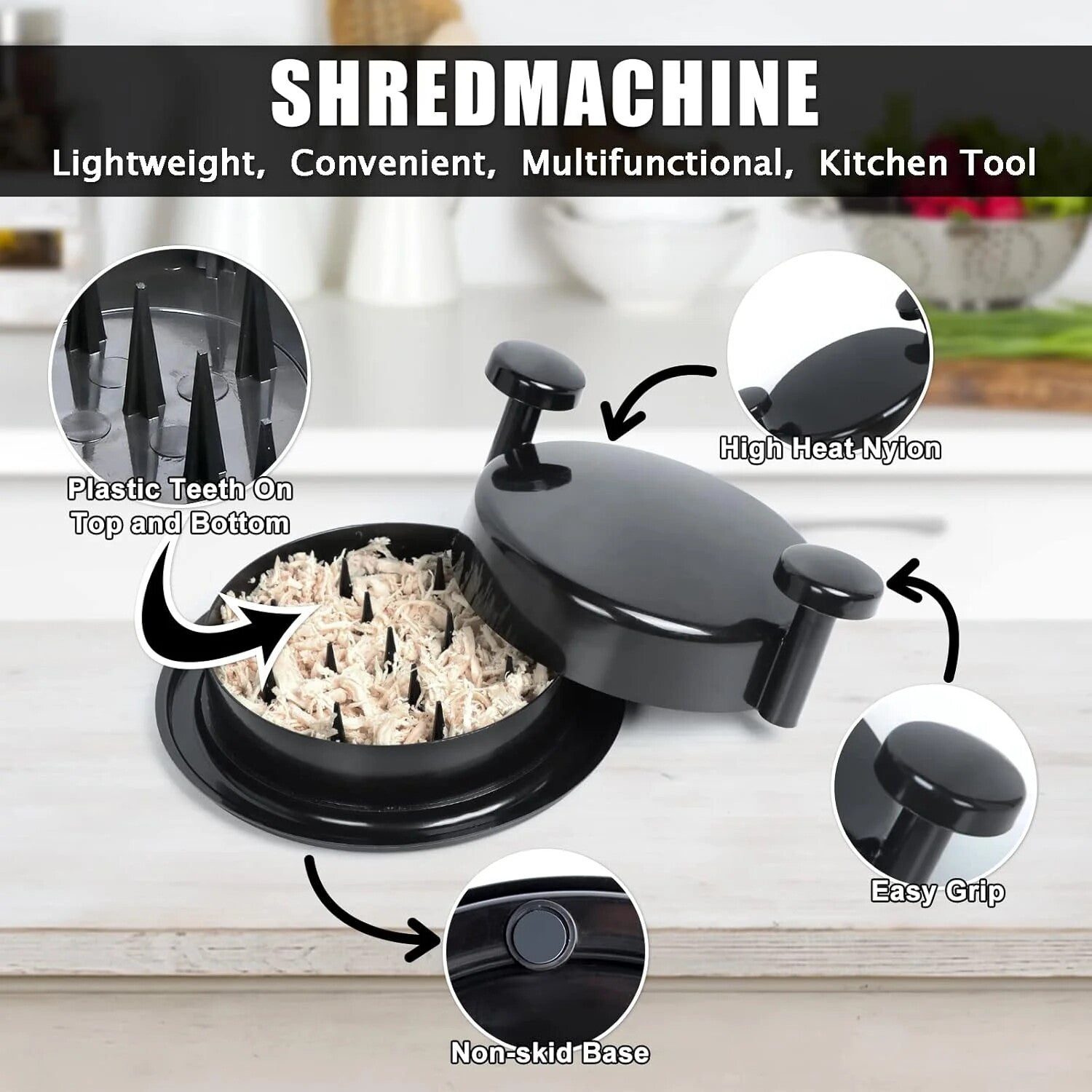 Large Chicken Shredder Tool Twist Meat Shredding Machine Handles Non-Slip No BPA