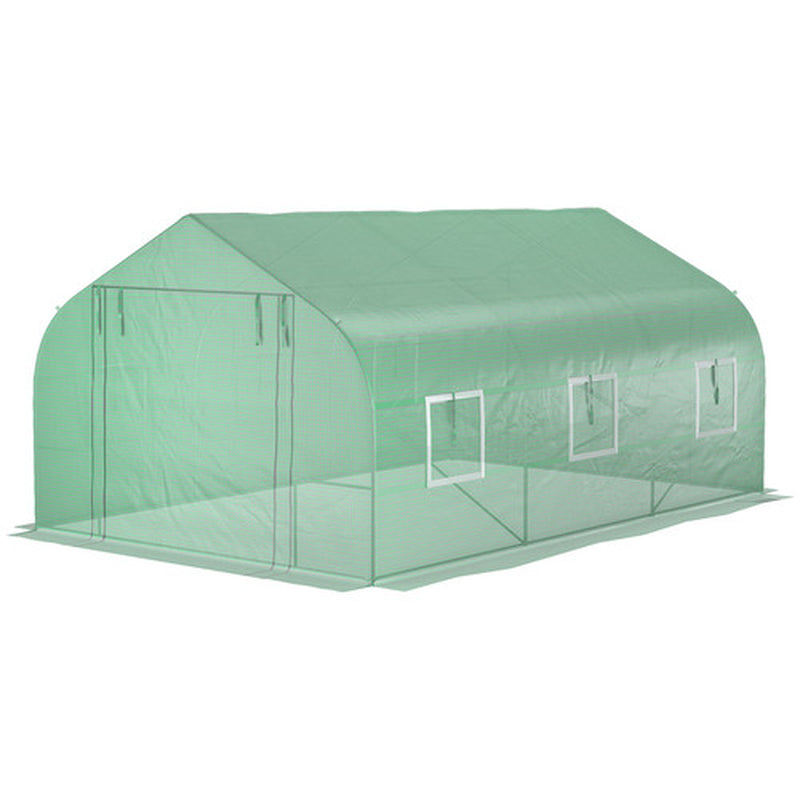 Large Walk-In Greenhouse 12x10x7 FT - Portable Outdoor Hot House, Heavy-Duty Steel Frame, UV-Resistant Cover, Roll-Up Doors & Windows for Ventilation