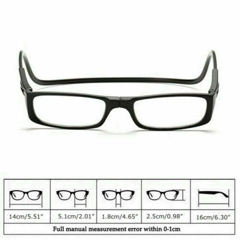 Hanging Folding Magnetic Reading Eyeglasses Glasses Front Click Connect Neck USA