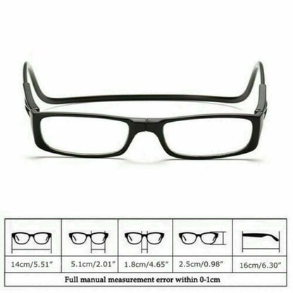 Hanging Folding Magnetic Reading Eyeglasses Glasses Front Click Connect Neck USA