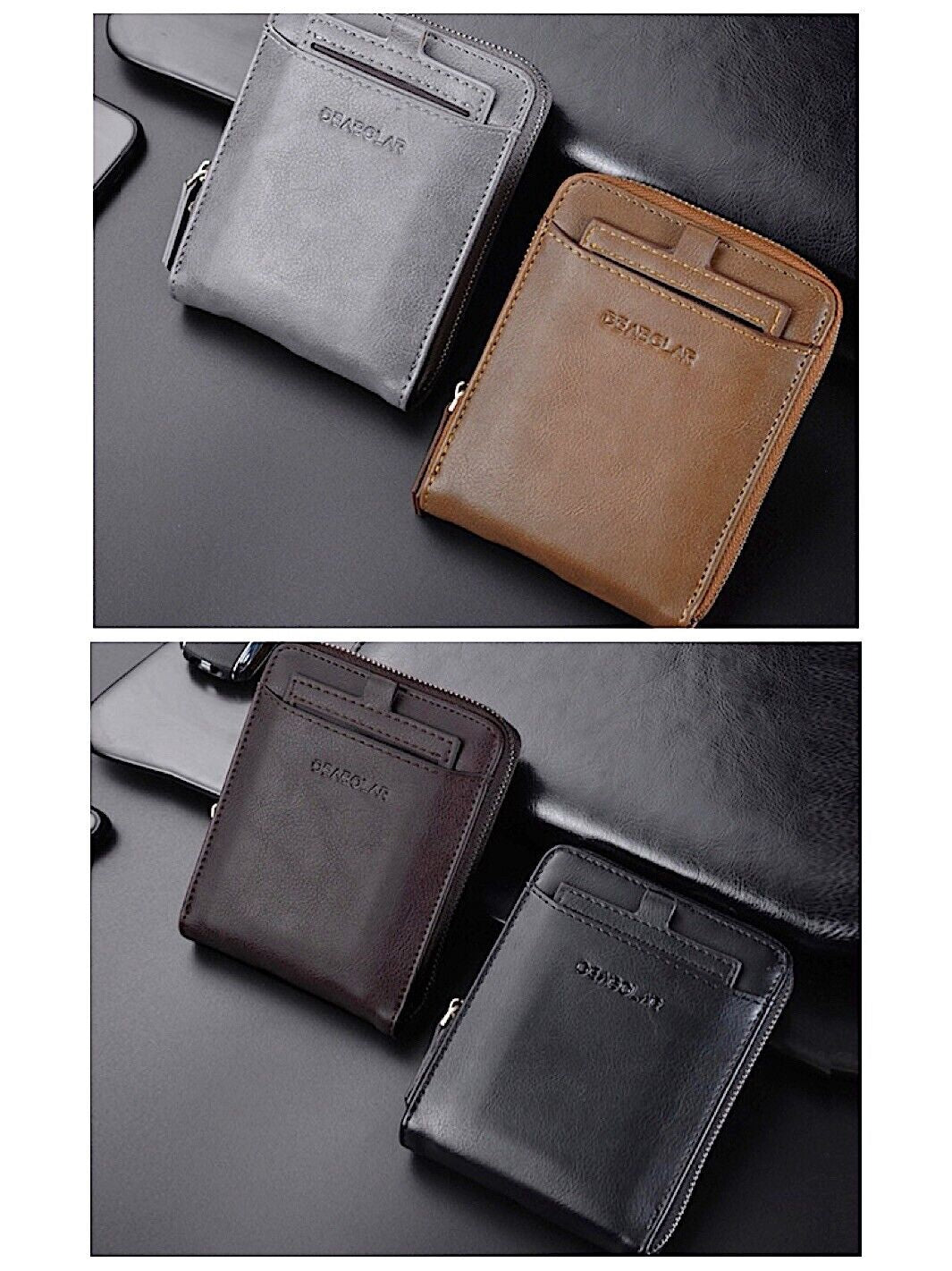 Men RFID Blocking Leather Bifold Wallet Credit Card ID Holder Zip around Purse