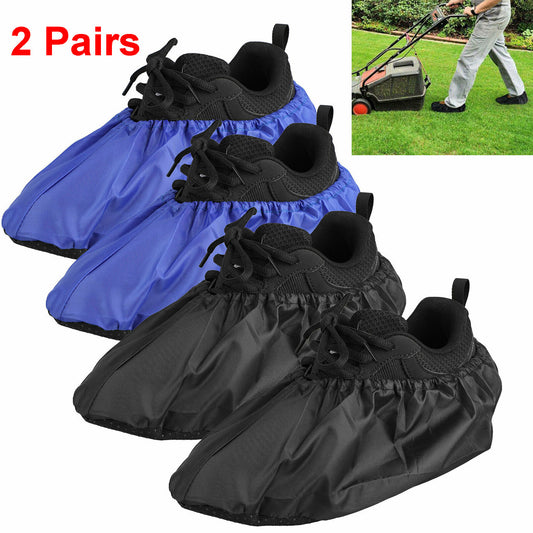 2 Pairs Reusable Waterproof Shoe Covers Slip-Resistant Overshoes Rain Boots