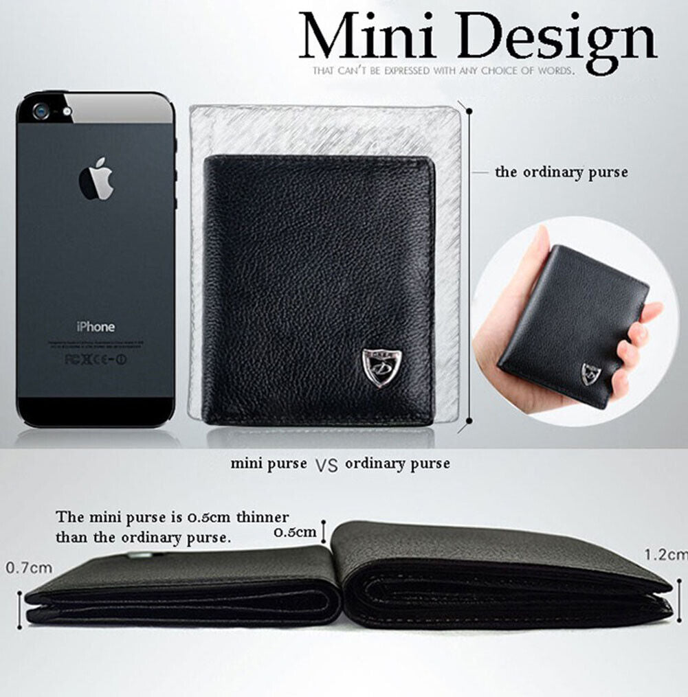Men'S Leather Bifold ID Credit Card Holder Wallet Small Purse Billfold Thin