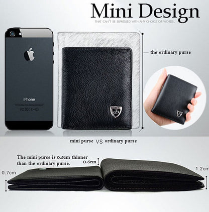Men'S Leather Bifold ID Credit Card Holder Wallet Small Purse Billfold Thin