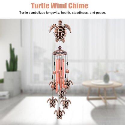 33'' Sea Turtle Wind Chimes Garden Outdoor 4 Tubes Bells Yard Home Hanging Decor