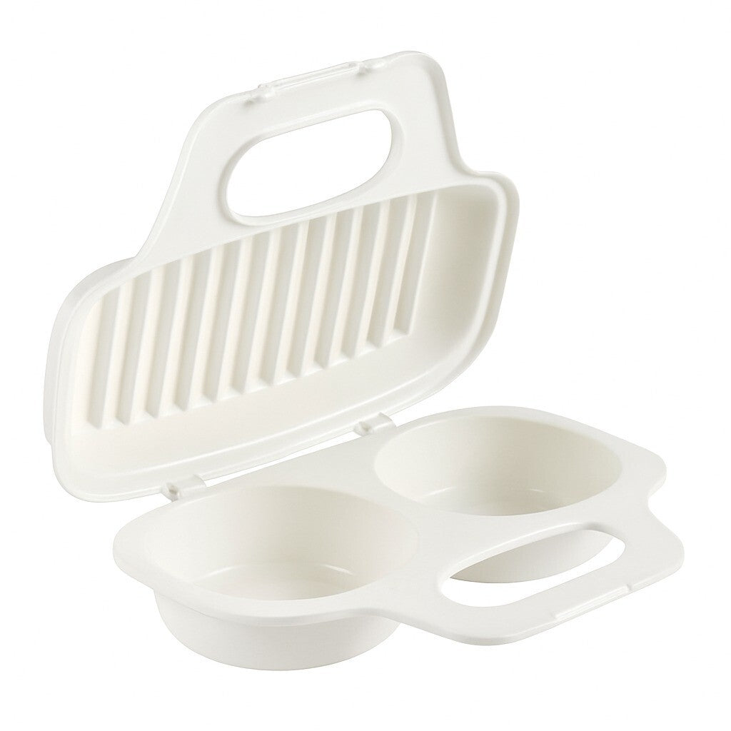 Microwave Egg Poacher – 2-Cavity Bpa-Free Cooker for Quick Healthy Eggs Fast