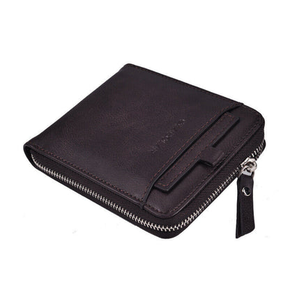 Men RFID Blocking Leather Bifold Wallet Credit Card ID Holder Zip around Purse