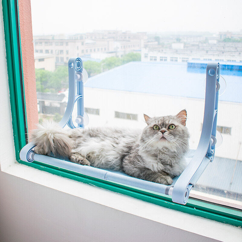 Cat Window Hammock Perch Seat - Strong Suction Cups, Breathable Canvas, Durable Design, Perfect Sunbathing & Birdwatching Spot for Your Furry Friend!