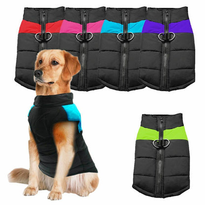 Pet Dog Vest Jacket – Waterproof & Warm Winter Coat | Padded, Windproof, Cozy Fit with Leash Hook | Stylish & Comfy Cold-Weather Dog Clothes