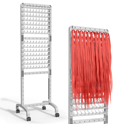 Braiding Hair Rack with 280 Pegs - Adjustable 2-Sided Hair Braiding Stand with Wheels for Tangle-Free Extensions & Storage