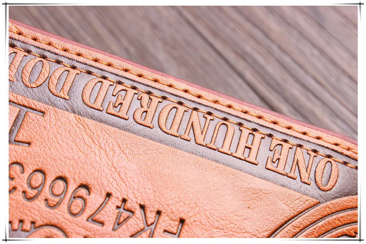 Men'S US 100 Dollar Bill Leather Wallets Bifold Photo Card Holder Handbag Clutch
