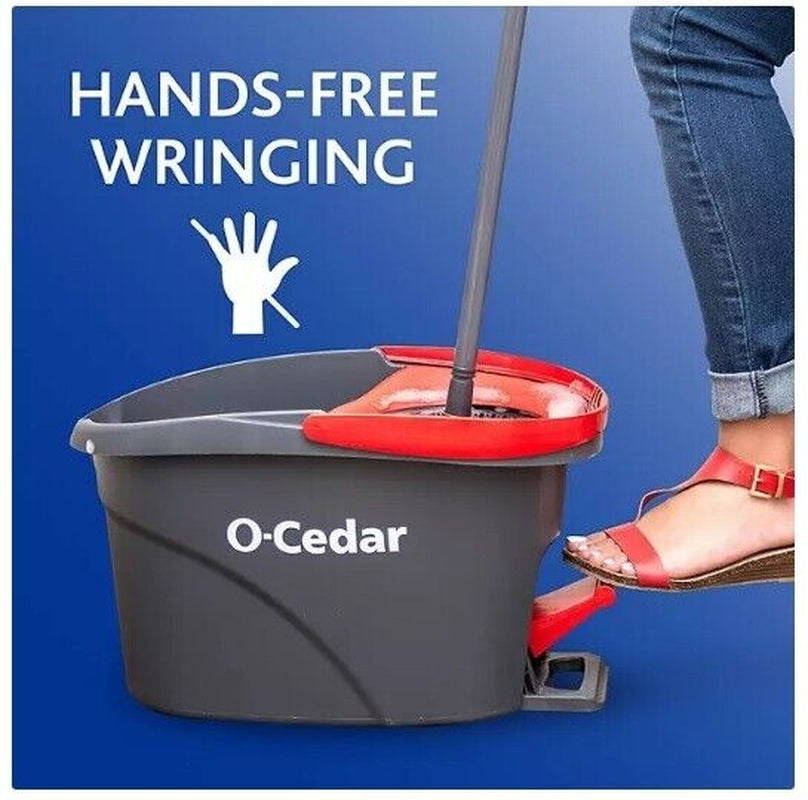 EasyWring Spin Mop & Bucket System - Hands-Free Wringing, Telescopic Handle & 4 Microfiber Mop Heads for Deep Cleaning Floors Effortlessly"