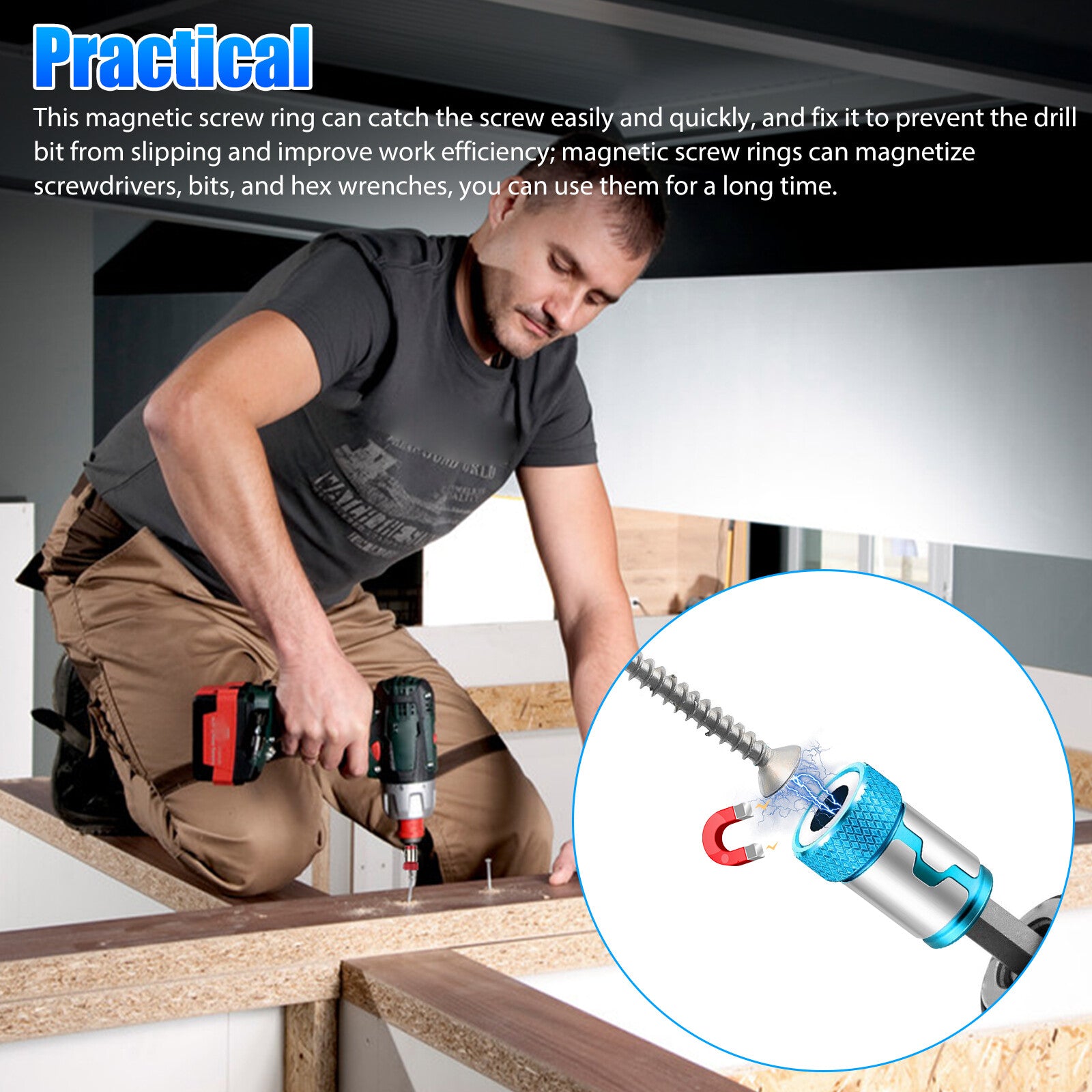 6 X Screwdriver Head Magnetic Ring Pivoting Bit Tip Screw Holder Magnetizer