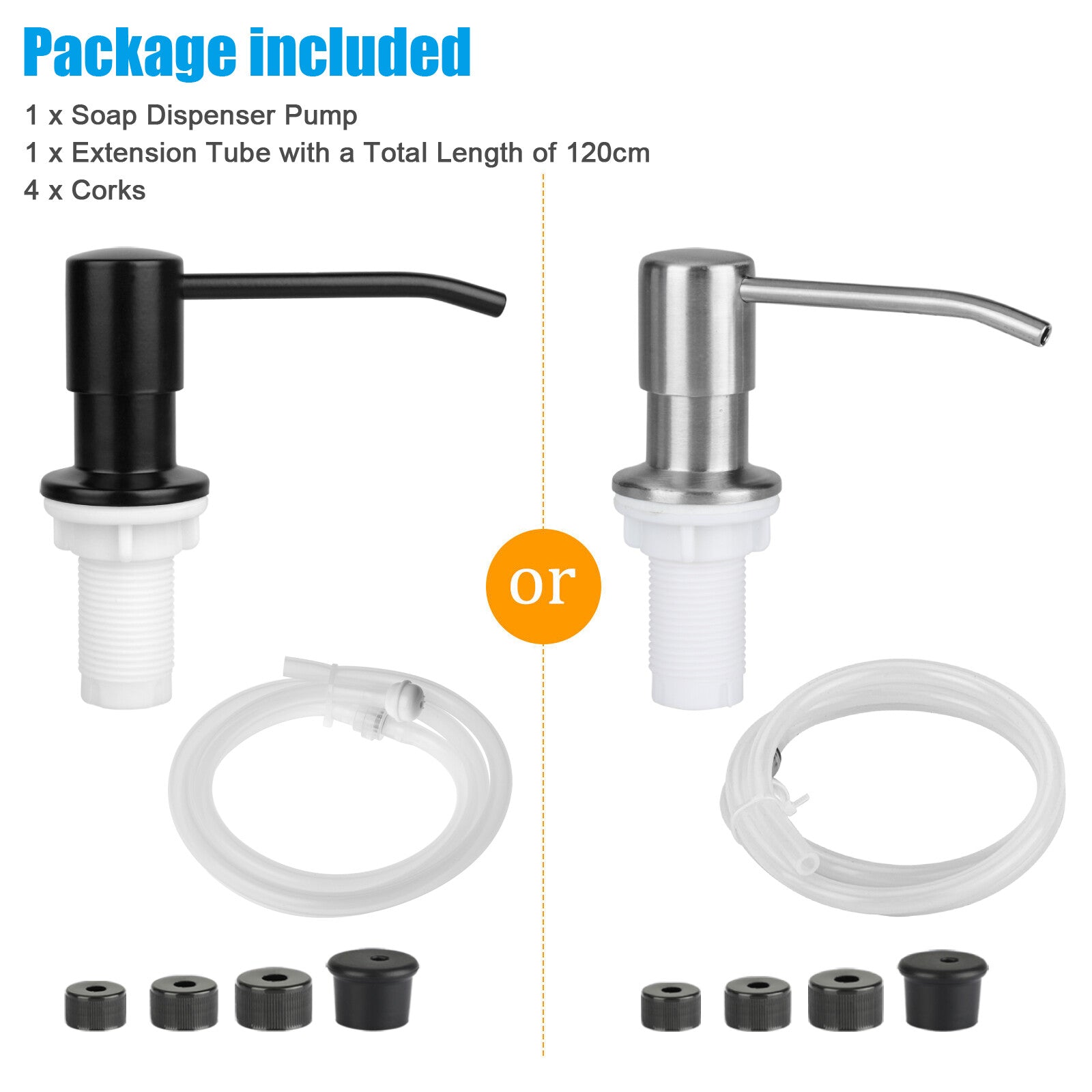 DIY Stainless Steel Sink Soap Dispenser Kitchen Hand Liquid Pump Bottle Tube Kit