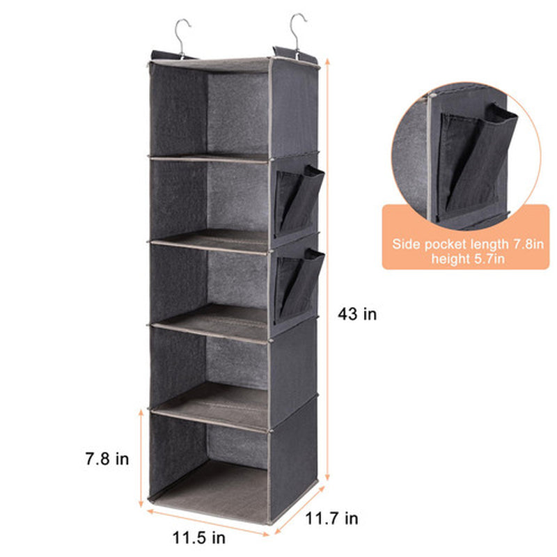 Hanging Closet Organizer and Hanging Shelves，5-Hang