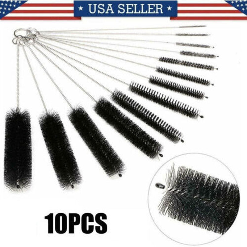 US Nylon Straw Brush Cleaner Bottle Tube Pipe Small Long Cleaning 10Pcs Set