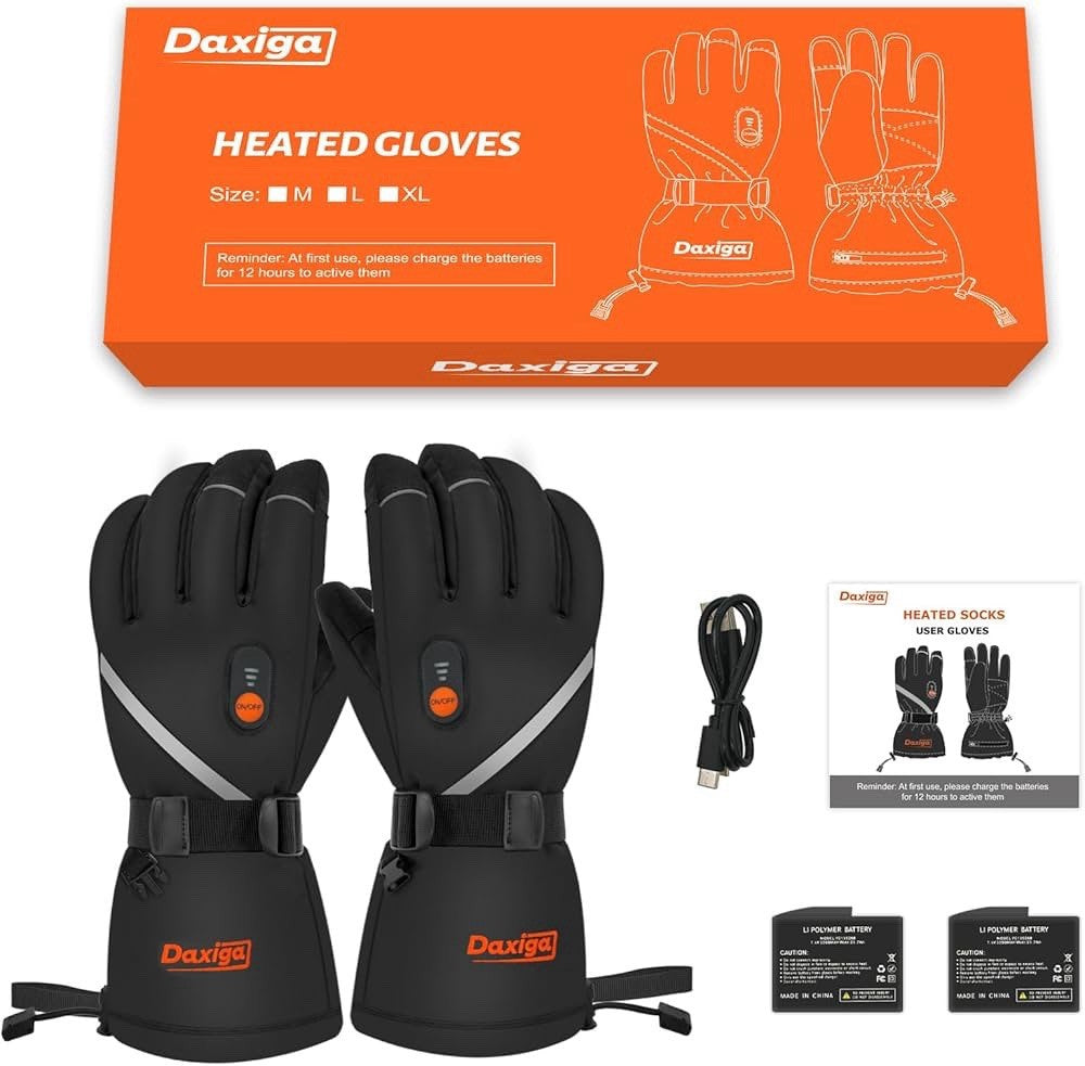 (Size L ) Heated Gloves, 5000Mah, Waterproof, Touchscreen, for Skiing, Riding..