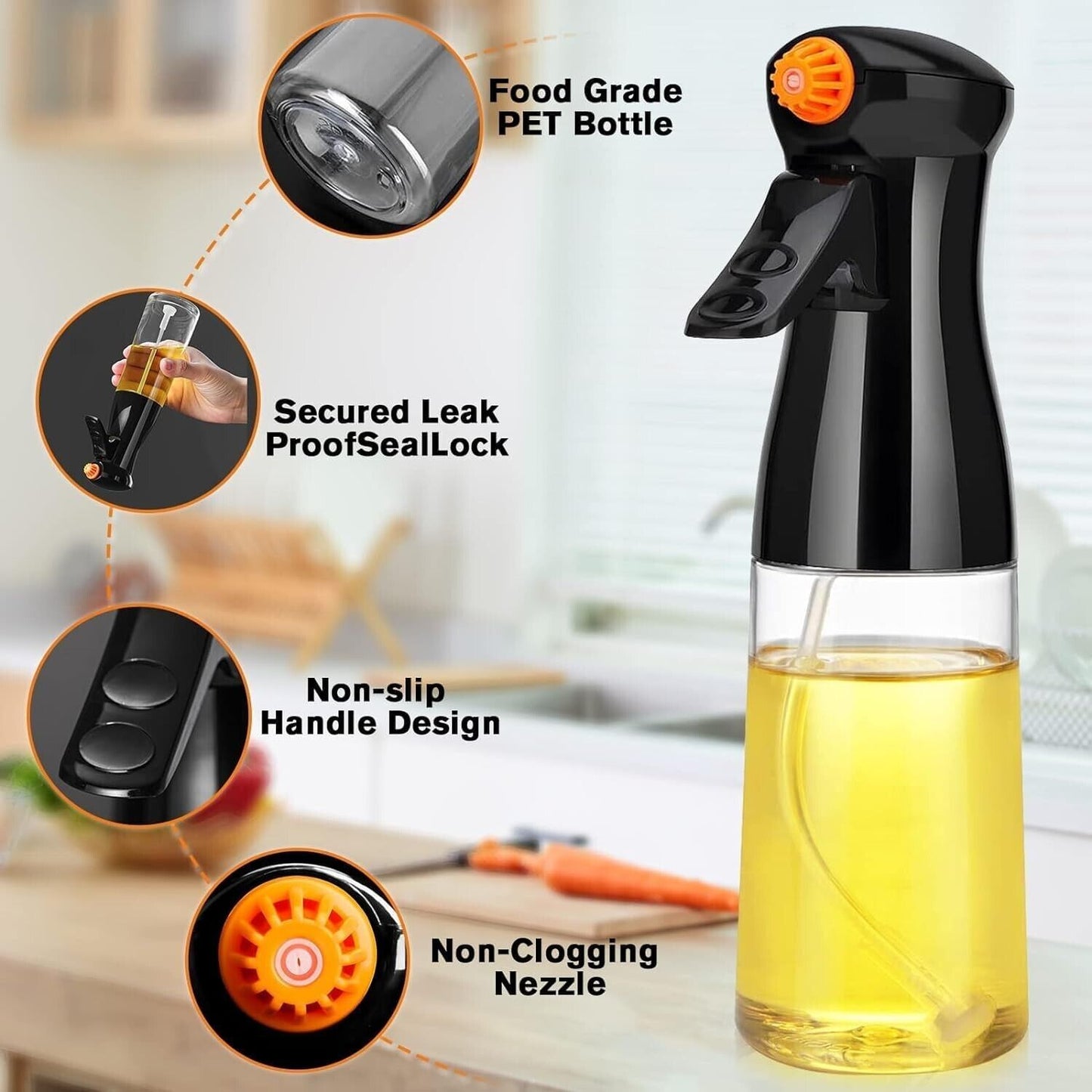 Oil Sprayer for Cooking Olive Oil Spray Bottle Spritzer, Food Grade PET BPA Free
