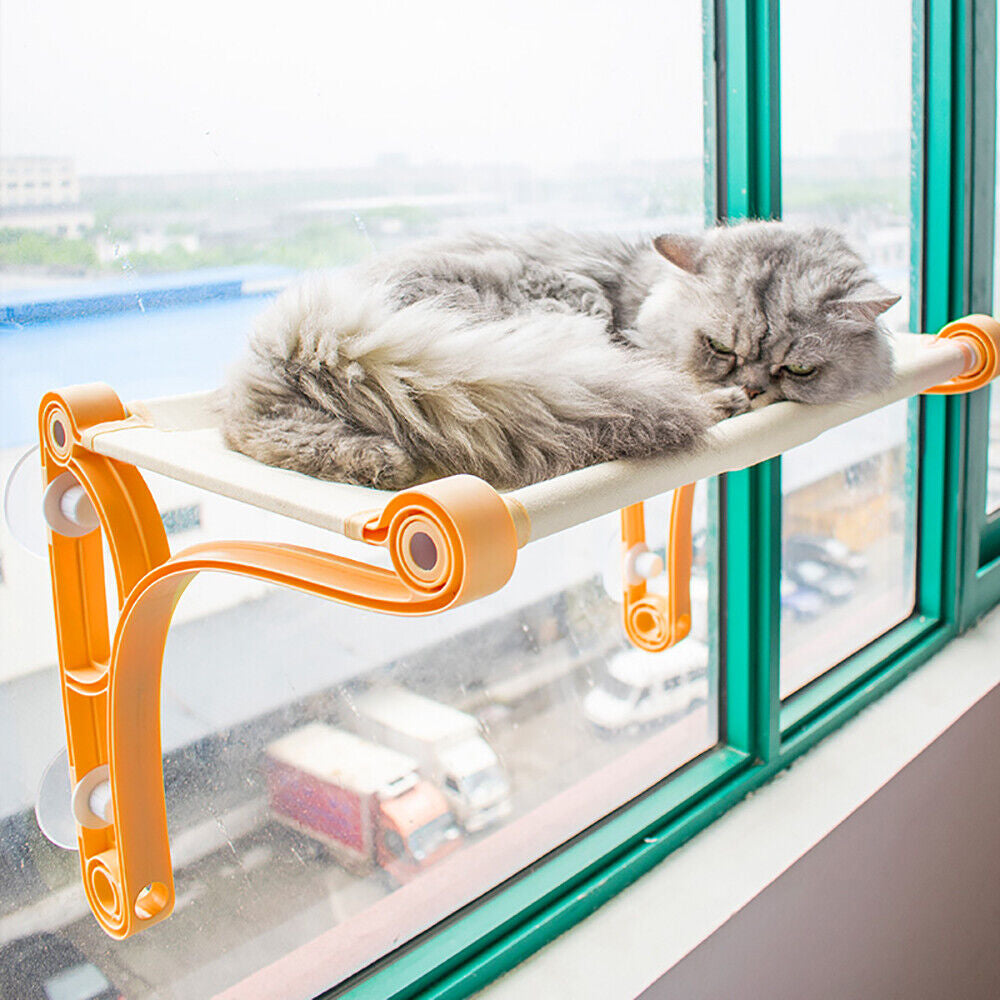 Cat Window Hammock Perch Seat - Strong Suction Cups, Breathable Canvas, Durable Design, Perfect Sunbathing & Birdwatching Spot for Your Furry Friend!