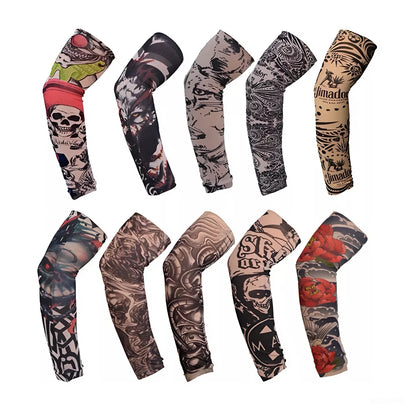 10/12PC Tattoo Cooling Arm Sleeves Cover Basketball Golf Sport UV Sun Protection
