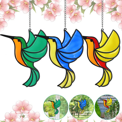 Hummingbird Suncatcher Stained Alloy Birds Garden Hanging Pendant Home Art Decor