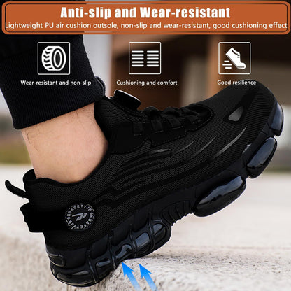 Men Work Safety Shoes Steel Toe Cap Boots Rotating Buckle Breathable Lightweight