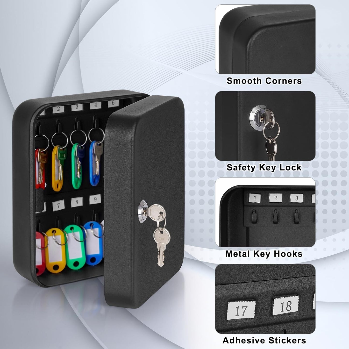 KYODOLED Key Cabinet Wall Mount, Locking Key Box Organizer, Key Lock Box With...