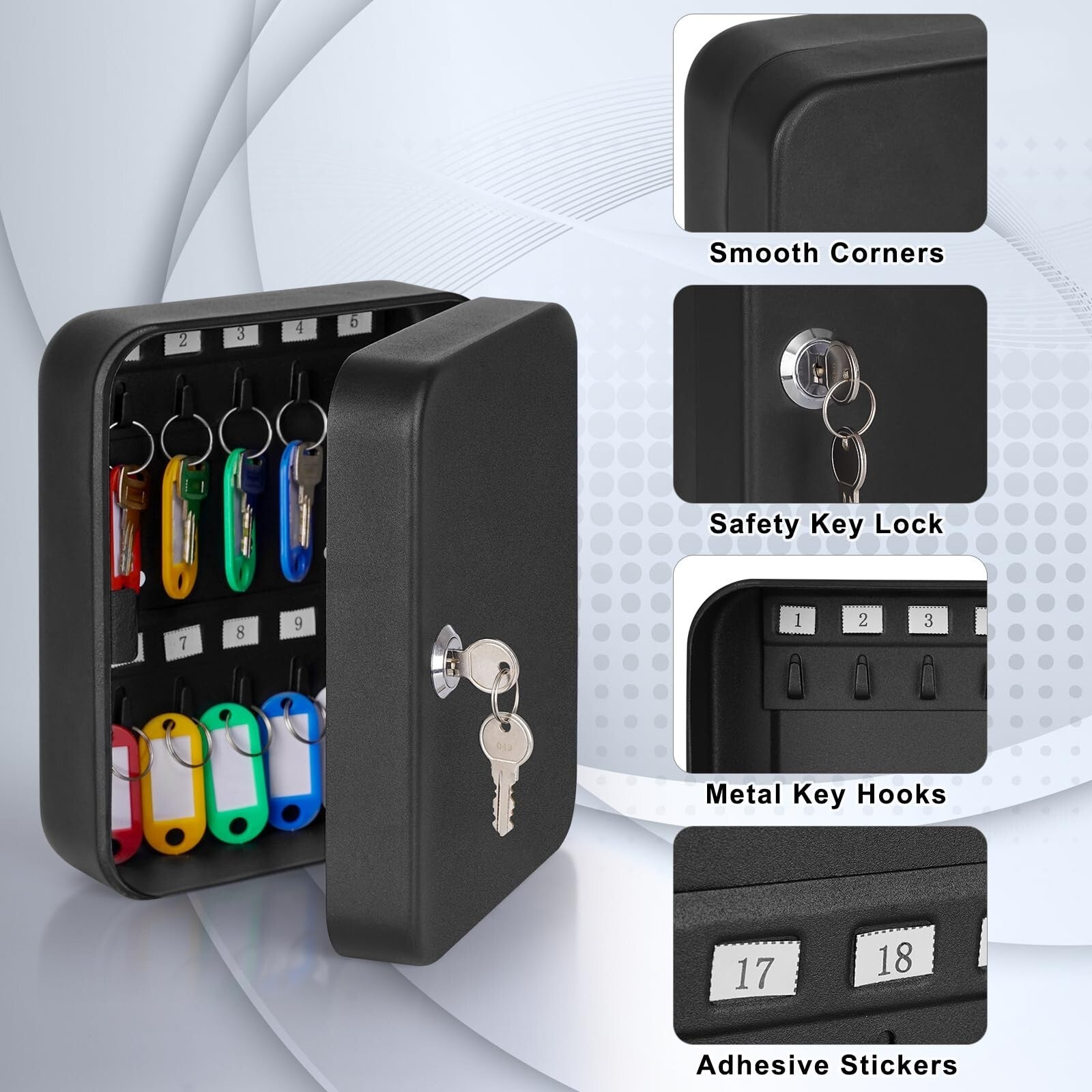 KYODOLED Key Cabinet Wall Mount, Locking Key Box Organizer, Key Lock Box With...