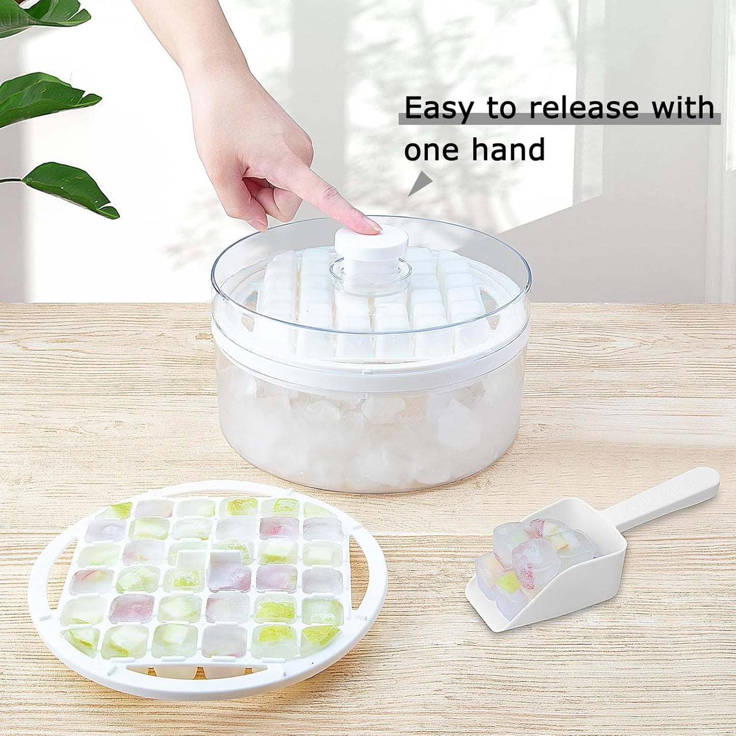 Mini Ice Cube Trays with Lid and Bin,64 Pcs for Freezer,Ice Cube Mold, Ice Molds