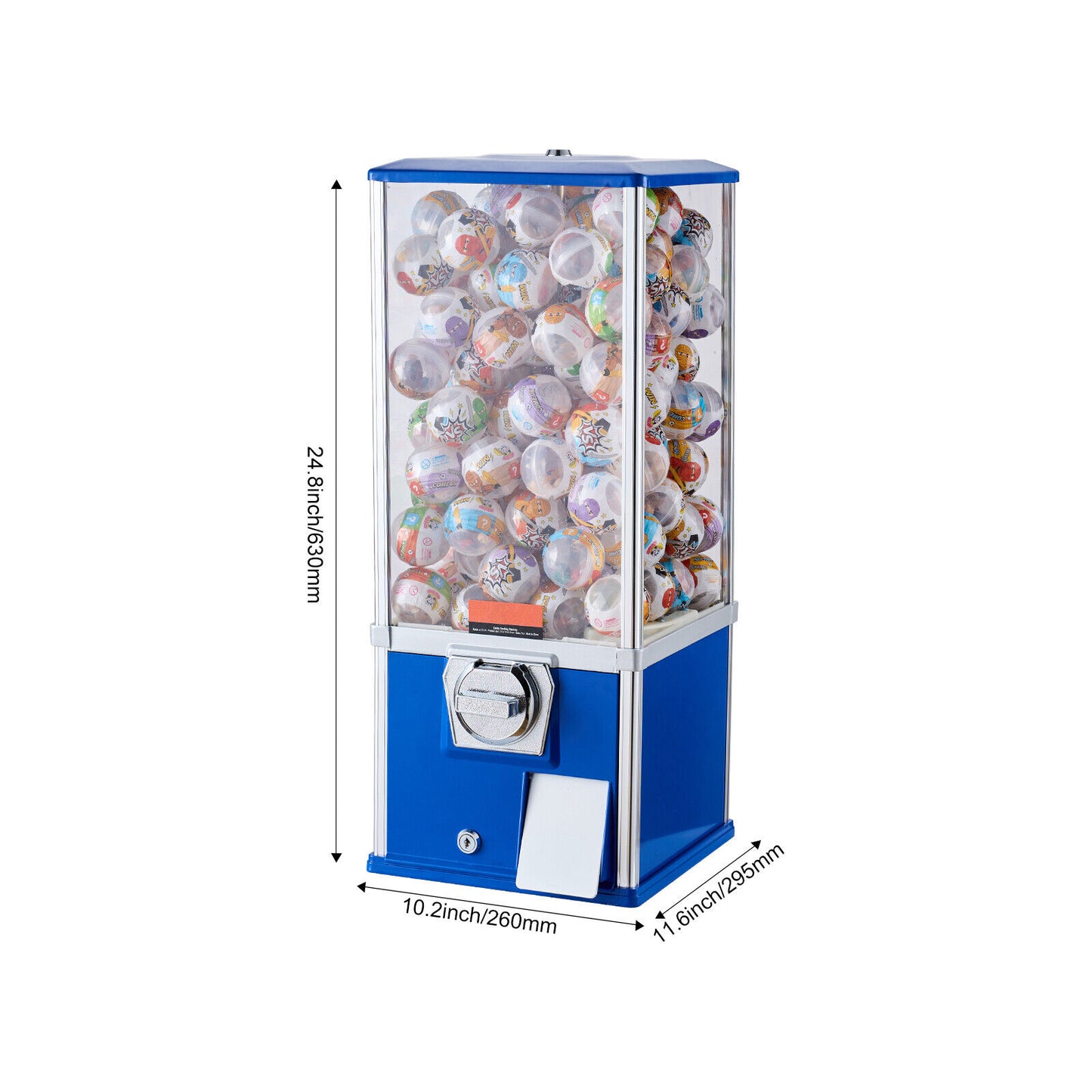Gumball Machine 24L Large Capacity - Coin Operated Vending Machine for 1.77"-2.3" Capsule Toys, Bouncy Balls, Bubble Gum - Sturdy Metal Base, Lockable