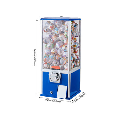 Gumball Machine 24L Large Capacity - Coin Operated Vending Machine for 1.77"-2.3" Capsule Toys, Bouncy Balls, Bubble Gum - Sturdy Metal Base, Lockable
