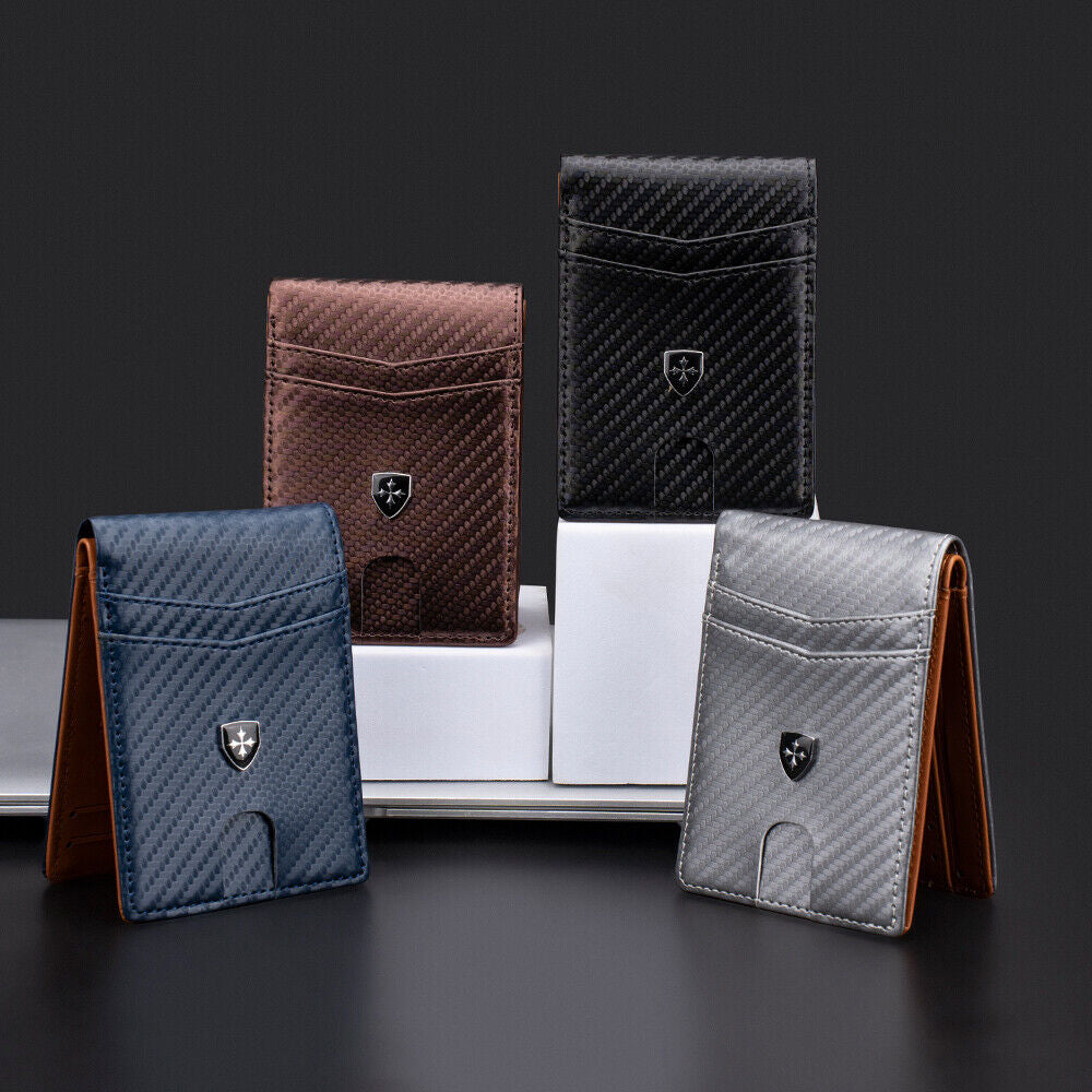 Men's RFID Blocking Wallet Slim Bifold – Minimalist Leather Card Holder for Front Pocket | Stylish & Secure Gift for Anniversary, Birthday, Christmas