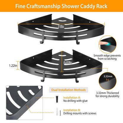 2PCS Shower Shelf Caddy Triangular Bathroom Organizer Storage Holder Corner Rack