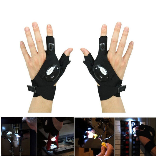 Outdoor Tool 1 Pair Finger Gloves with LED Light Flashlight Tools Outdoor Gear Rescue Torch