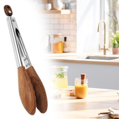Walnut Wood Kitchen Tongs Food Serving Grill Multi Purpose Cooking Tongs
