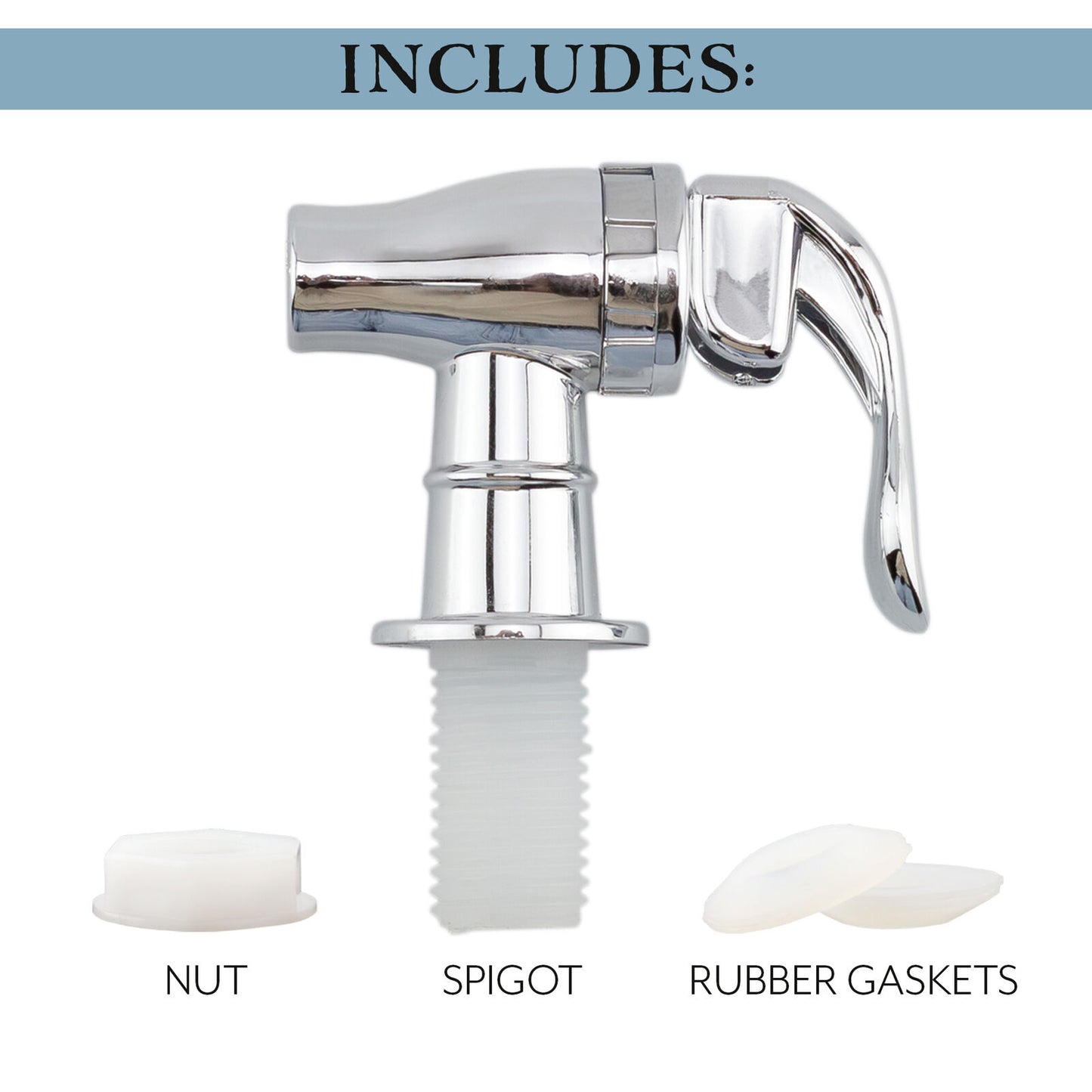 Push Style Spigots for Beverage Dispenser Carafes 2Pk Chrome Lock Open Style