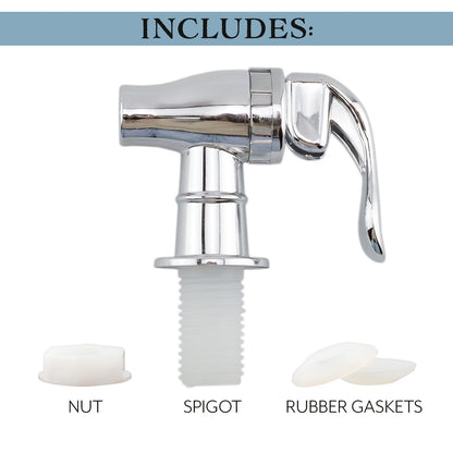 Push Style Spigots for Beverage Dispenser Carafes 2Pk Chrome Lock Open Style